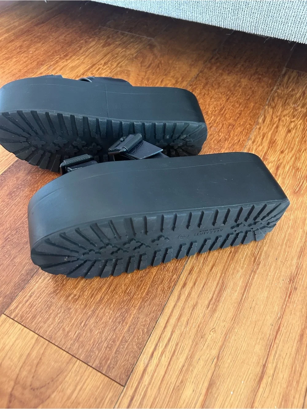 AllSaints Black Platform Slide Sandals